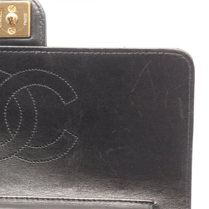 Chanel Shoulder Bag Matelasse Single Flap Black Lambskin Matelasse Push Lock