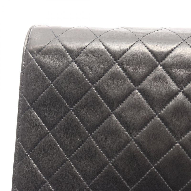 Chanel Shoulder Bag Matelasse Single Flap Black Lambskin Matelasse Push Lock