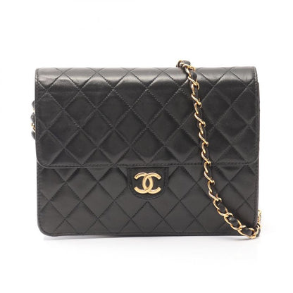 Chanel Shoulder Bag Matelasse Single Flap Black Lambskin Matelasse Push Lock