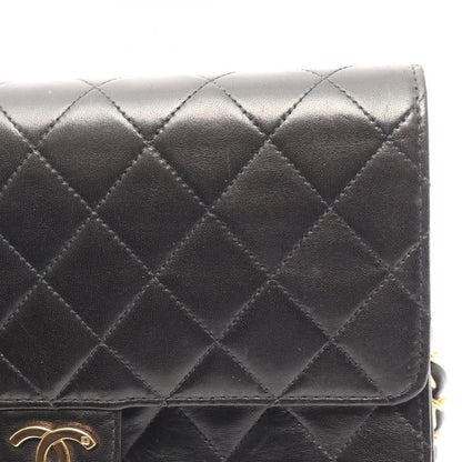 Chanel Shoulder Bag Matelasse Single Flap Black Lambskin Matelasse Push Lock