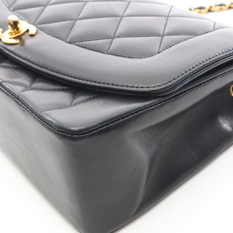 Chanel Shoulder Bag Matelasse Diana Flap A01165 Black Lambskin (sheep Leather)