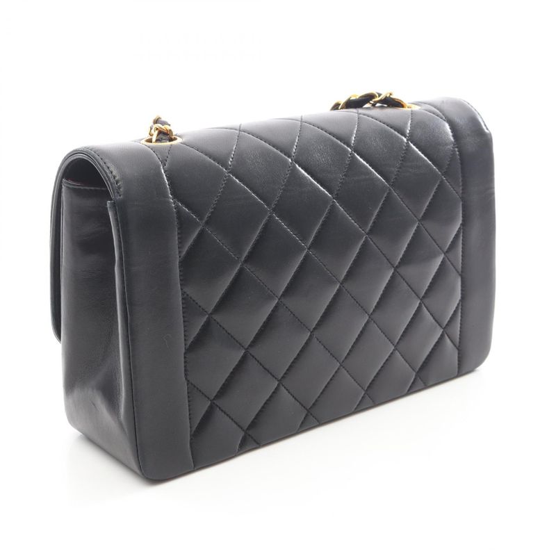 Chanel Shoulder Bag Matelasse Diana Flap A01165 Black Lambskin (sheep Leather)