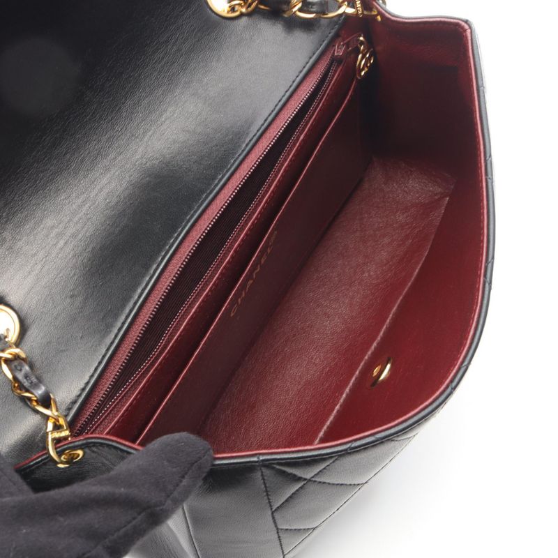 Chanel Shoulder Bag Matelasse Diana Flap A01165 Black Lambskin (sheep Leather)