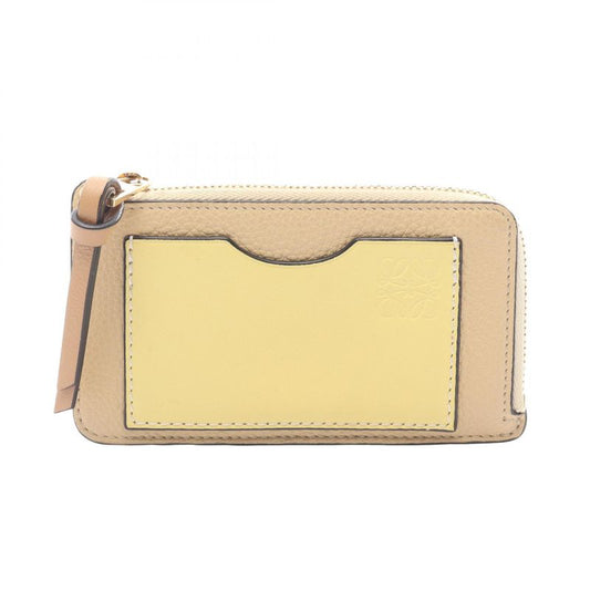Loewe Coin Case Anagram Coin Card Holder Beige Yellow Leather Anagram Coin Card