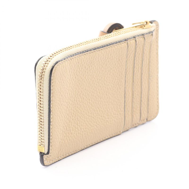 Loewe Coin Case Anagram Coin Card Holder Beige Yellow Leather Anagram Coin Card