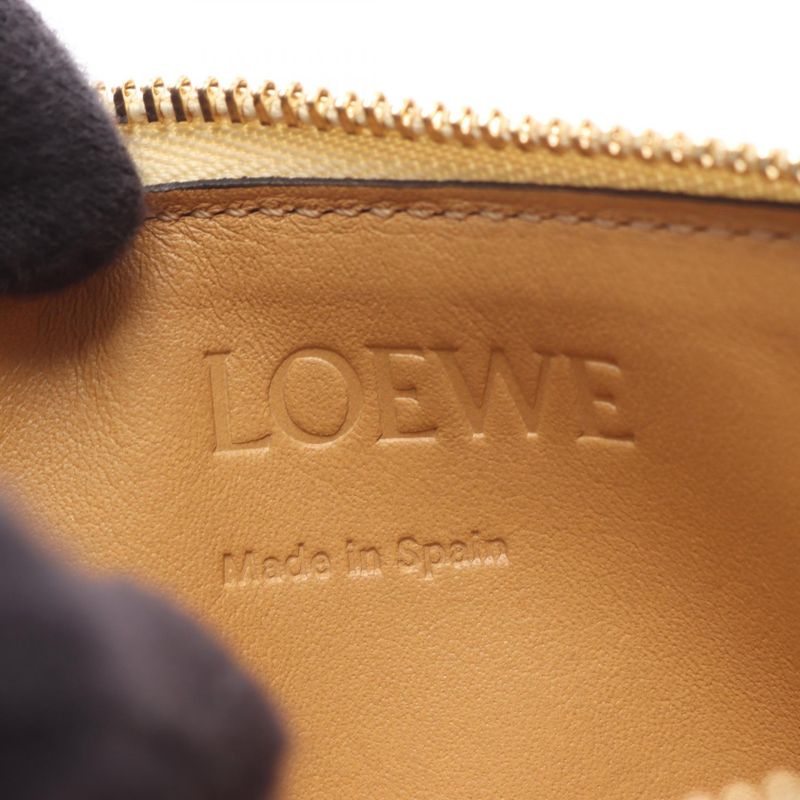 Loewe Coin Case Anagram Coin Card Holder Beige Yellow Leather Anagram Coin Card