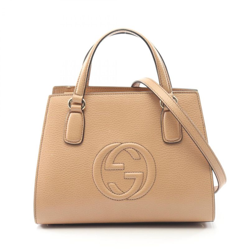 Gucci Handbag Soho Interlocking G 607722 Beige Leather Soho Interlocking G 2way