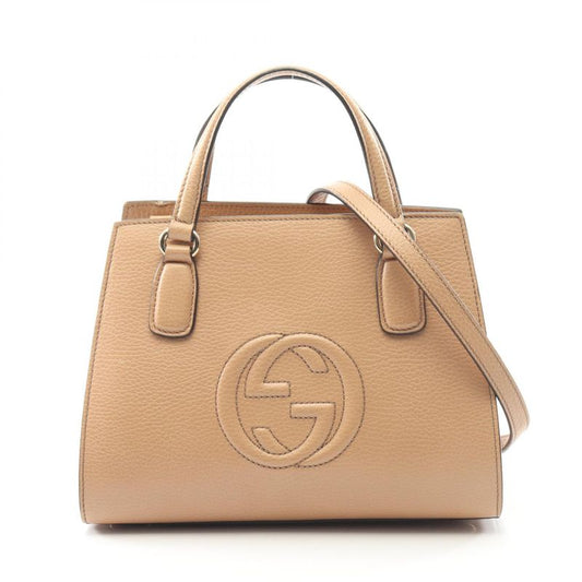 Gucci Handbag Soho Interlocking G 607722 Beige Leather Soho Interlocking G 2way