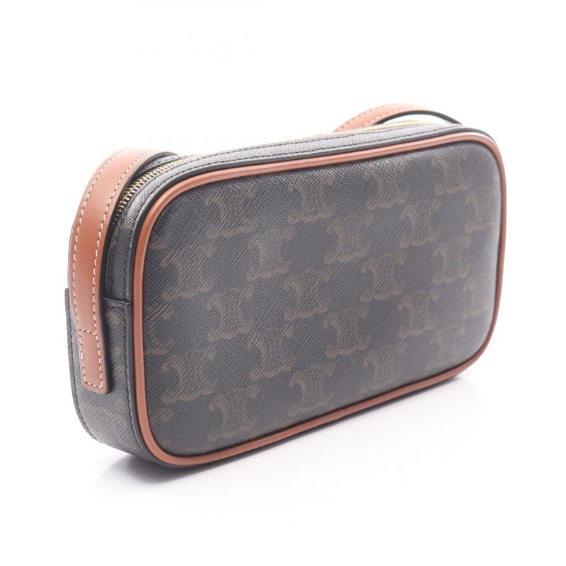 Celine Shoulder Bag Cuille Triomphe Mini Camera Black Brown Multi