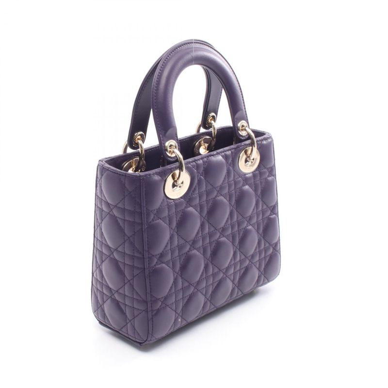 Dior Handbag LADY DIOR MY Abcdior Lady Dior Small Cannage Purple Leather Lady