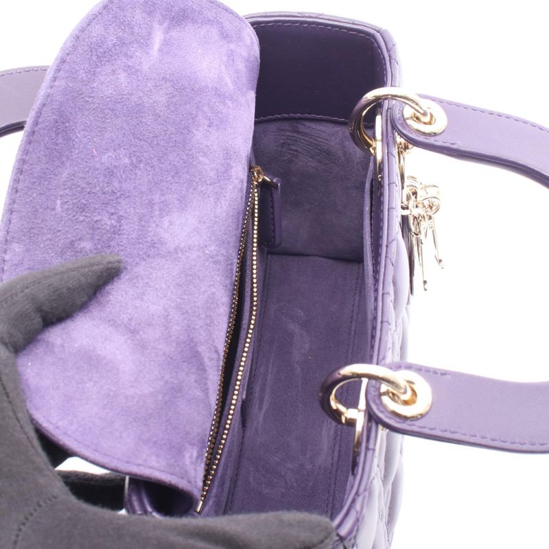 Dior Handbag LADY DIOR MY Abcdior Lady Dior Small Cannage Purple Leather Lady