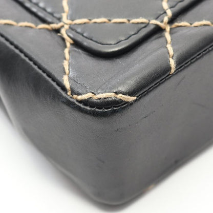 Chanel Shoulder Bag Wild Stitch A14687 Black Leather Wild Stitch Chain Shoulder