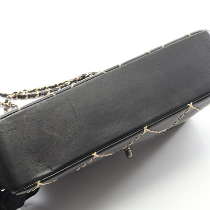 Chanel Shoulder Bag Wild Stitch A14687 Black Leather Wild Stitch Chain Shoulder