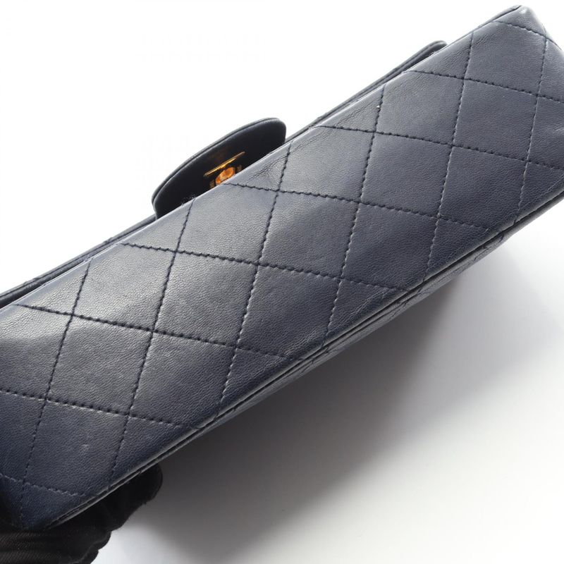 Chanel Shoulder Bag Matelasse W Flap Navy Lambskin Matelasse Double Flap Chain