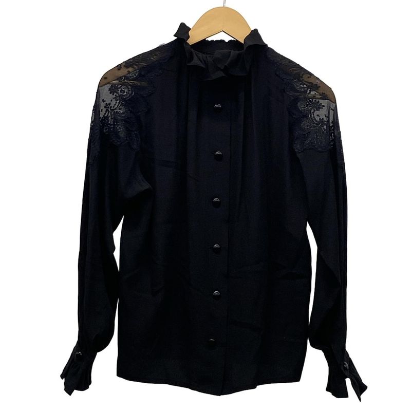 Dior Christian Dior Long Sleeve Shirt Blouse Size 9 M Women's - Black Lace
