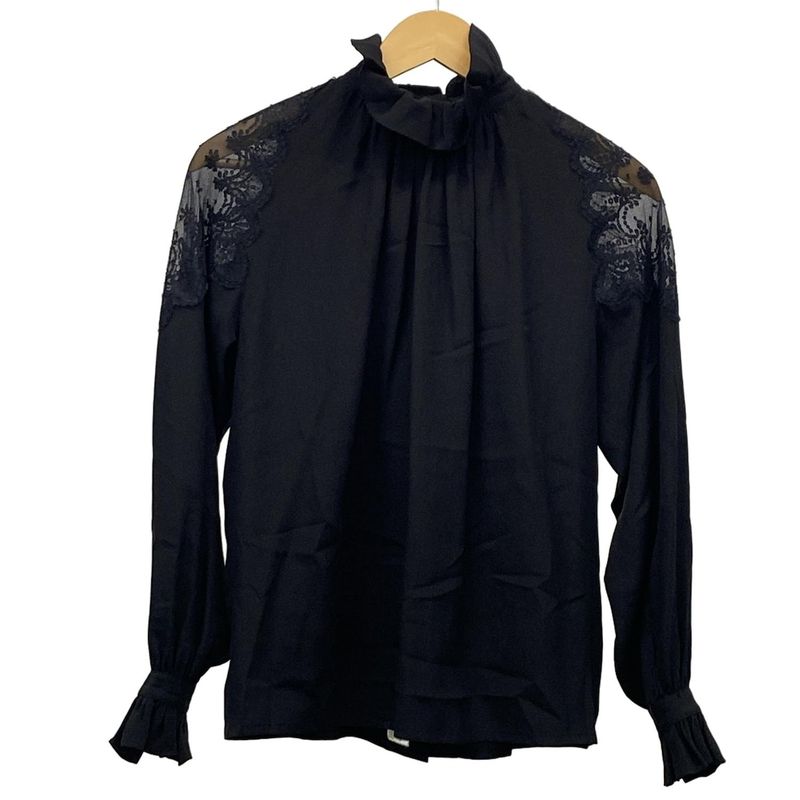 Dior Christian Dior Long Sleeve Shirt Blouse Size 9 M Women's - Black Lace