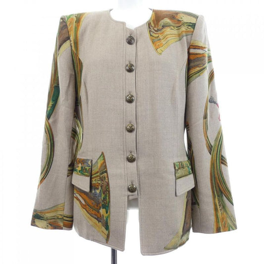 Vintage Hermes Horn Button Collarless Jacket