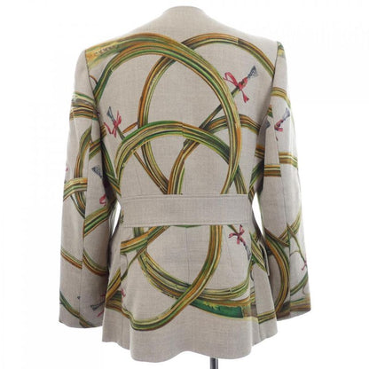 Vintage Hermes Horn Button Collarless Jacket