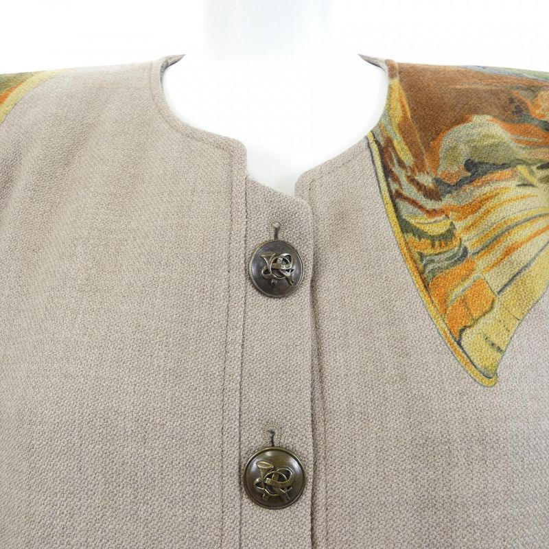 Vintage Hermes Horn Button Collarless Jacket
