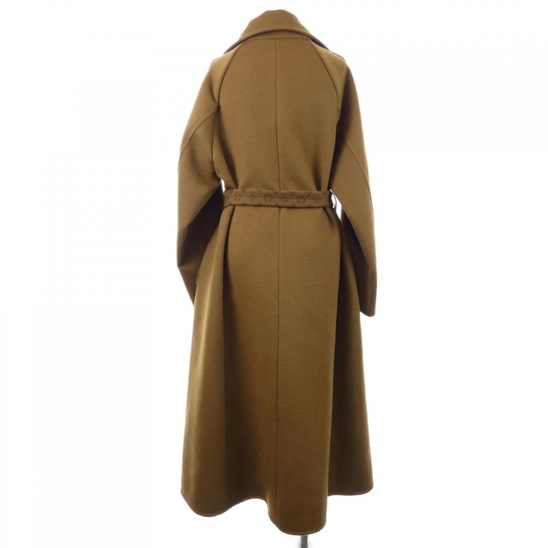 Louis Vuitton Leather Trim Belted Wrap Coat Fnco10qwe Coat