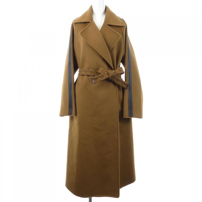 Louis Vuitton Leather Trim Belted Wrap Coat Fnco10qwe Coat