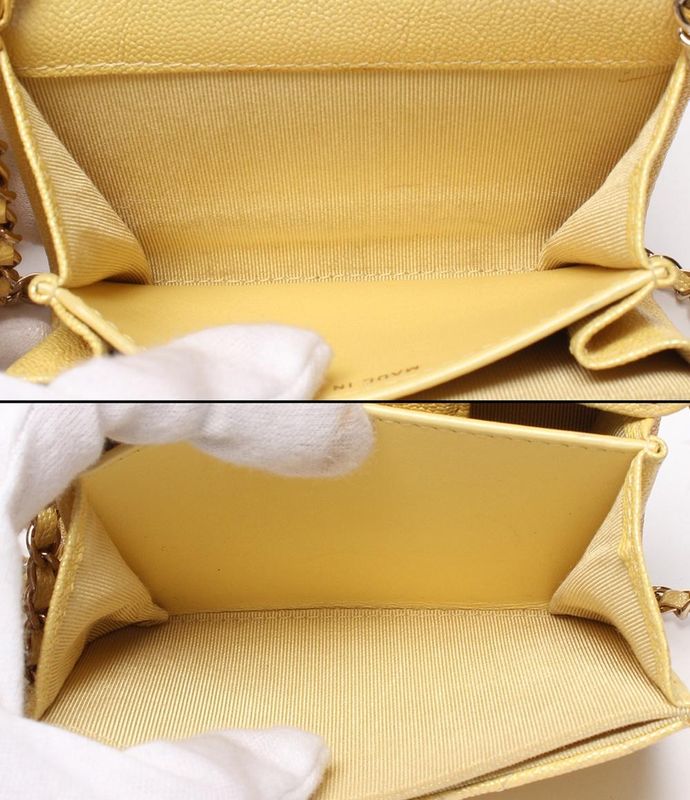 Chanel Chain Shoulder Wallet Coin Case Matelasse Caviar Skin Gold Hardware No