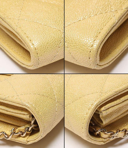 Chanel Chain Shoulder Wallet Coin Case Matelasse Caviar Skin Gold Hardware No