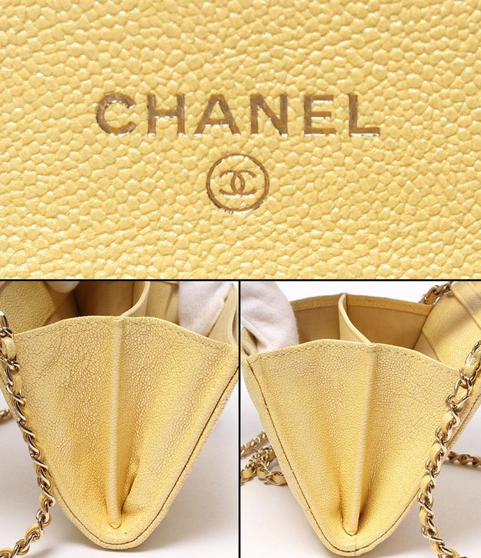 Chanel Chain Shoulder Wallet Coin Case Matelasse Caviar Skin Gold Hardware No