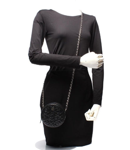 Chanel Chain Shoulder Bag Camellia Round Mini Pochette Silver Hardware 27th