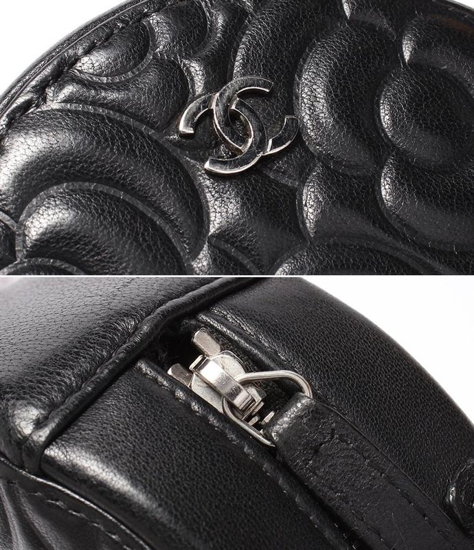 Chanel Chain Shoulder Bag Camellia Round Mini Pochette Silver Hardware 27th