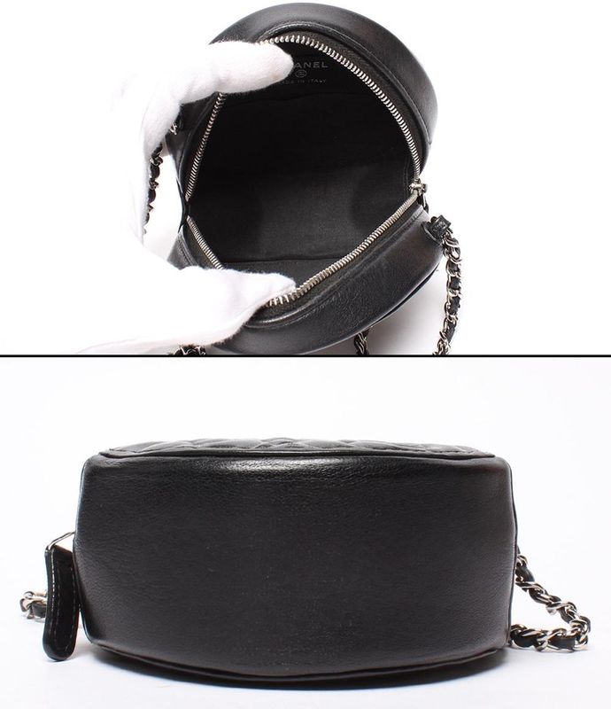 Chanel Chain Shoulder Bag Camellia Round Mini Pochette Silver Hardware 27th