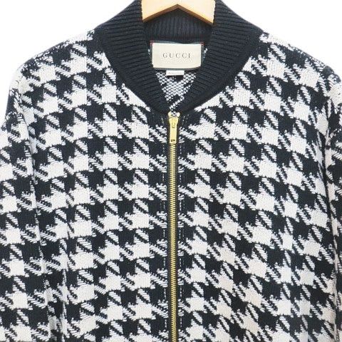 Gucci Bomber Jacket Cardigan Xkduy Black And White Houndstooth Pattern