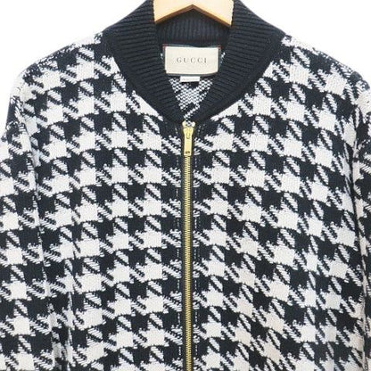 Gucci Bomber Jacket Cardigan Xkduy Black And White Houndstooth Pattern