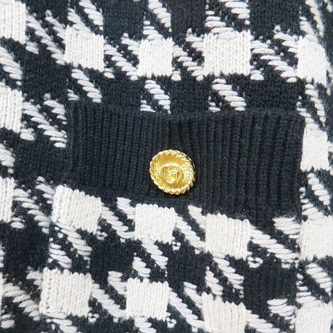 Gucci Bomber Jacket Cardigan Xkduy Black And White Houndstooth Pattern