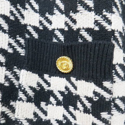 Gucci Bomber Jacket Cardigan Xkduy Black And White Houndstooth Pattern