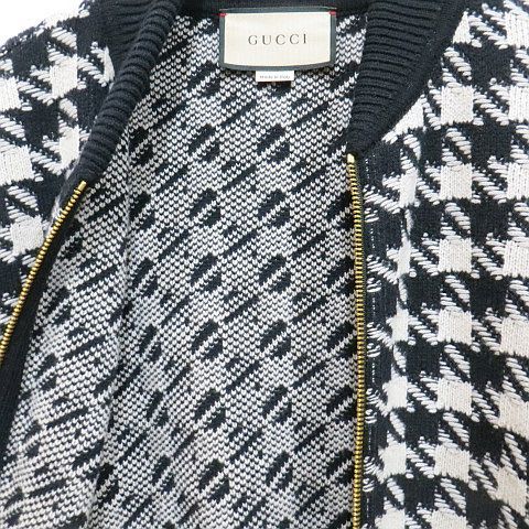 Gucci Bomber Jacket Cardigan Xkduy Black And White Houndstooth Pattern