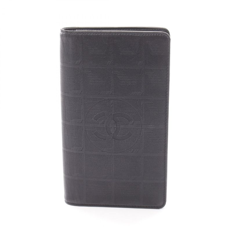 Chanel Bifold Long Wallet New Travel Line Black Leather New Travel Bifold Long