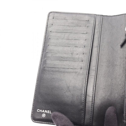 Chanel Bifold Long Wallet New Travel Line Black Leather New Travel Bifold Long