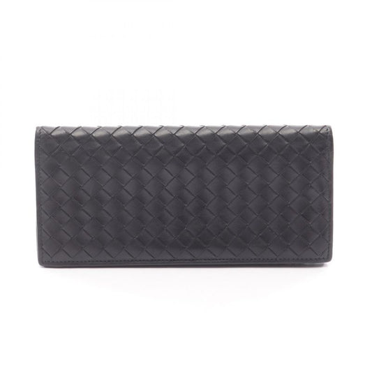 Bottega Veneta Bifold Long Wallet Intrecciato Black Leather Intrecciato Long