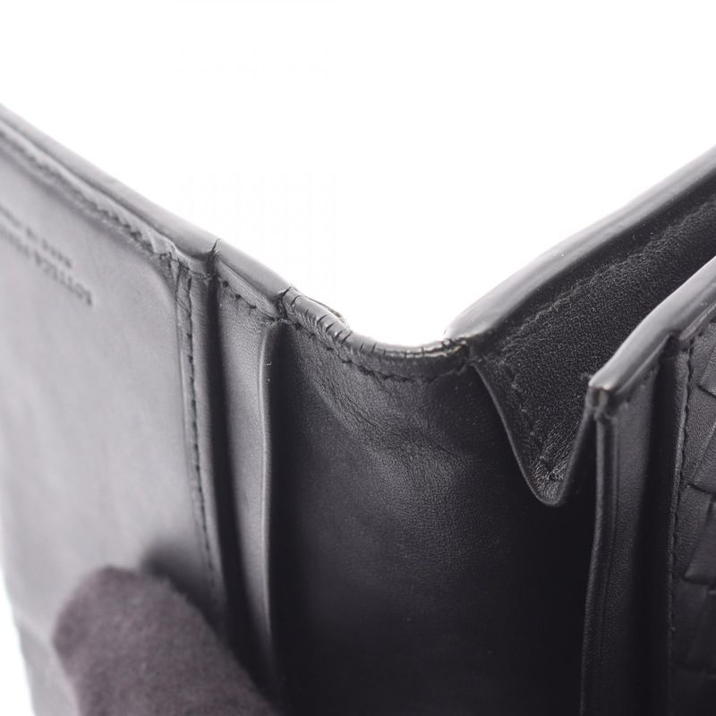 Bottega Veneta Bifold Long Wallet Intrecciato Black Leather Intrecciato Long