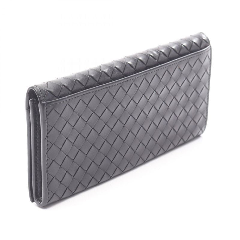 Bottega Veneta Bifold Long Wallet Intrecciato Black Leather Intrecciato Long