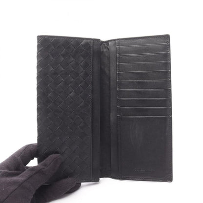 Bottega Veneta Bifold Long Wallet Intrecciato Black Leather Intrecciato Long