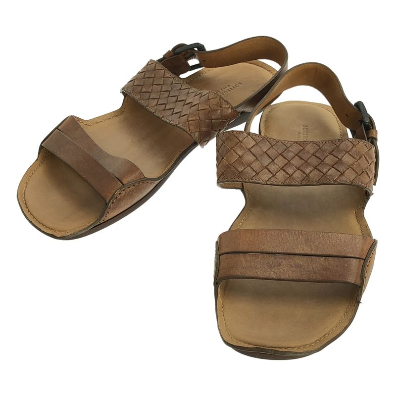 [] Bottega Veneta | Leather Intrecciato Strap Sandals | 42 | Brown | Men's