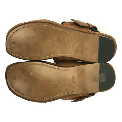 Bottega Veneta Leather Intrecciato Strap Sandals 42 Brown Men's