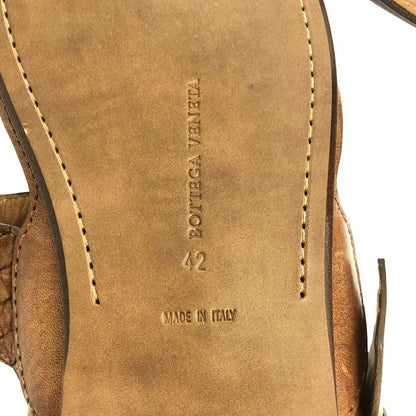 Bottega Veneta Leather Intrecciato Strap Sandals 42 Brown Men's