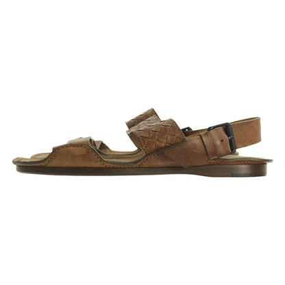 Bottega Veneta Leather Intrecciato Strap Sandals 42 Brown Men's