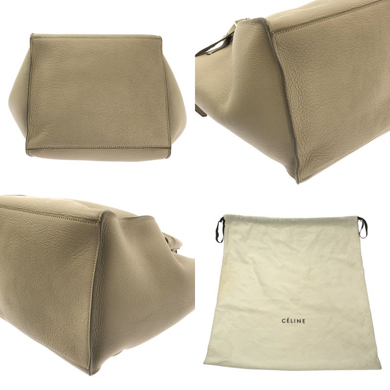 Celine Leather 2-Way Big Bag Small Handbag Light Taupe Ladies