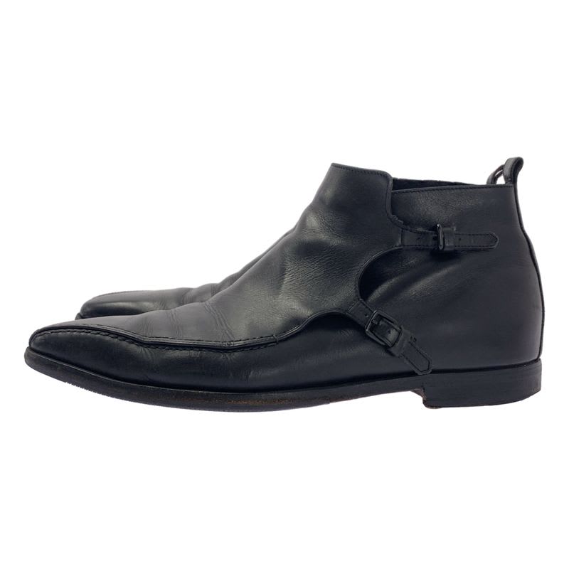 Bottega Veneta Side Gore Leather Short Boots 42 1 2 Black Men's