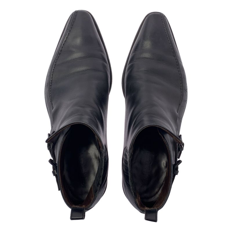 Bottega Veneta | Side Gore Leather Short Boots | 42 1 2 | Black | Men's