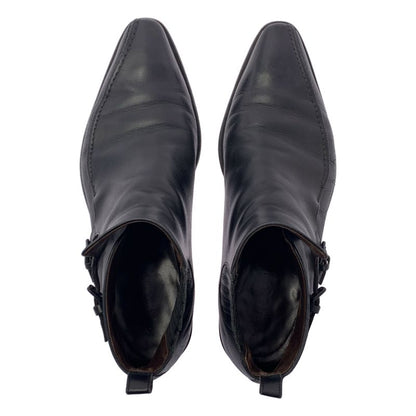 Bottega Veneta | Side Gore Leather Short Boots | 42 1 2 | Black | Men's